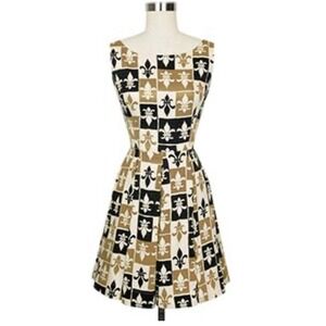 TRASHY DIVA AudreyDress FLEUR-DE-LIS PRINT Black Gold New Orleans Saints Size 12